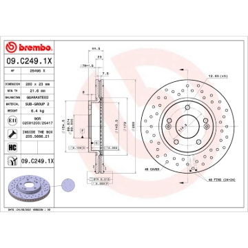Picture of Brembo OE 2017 Hyundai Elantra/14-18 Kia Forte/14-24 Soul Drilled Xtra Brake Disc - Front