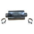 Picture of Kooks 3in Oval Clamp In Center/Center Muffler 12in Long Body Polished Stainless Steel