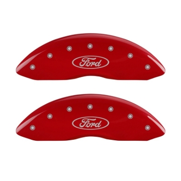 Picture of MGP Front set 2 Caliper Covers Engraved Front Oval logo/Ford Red finish silver ch