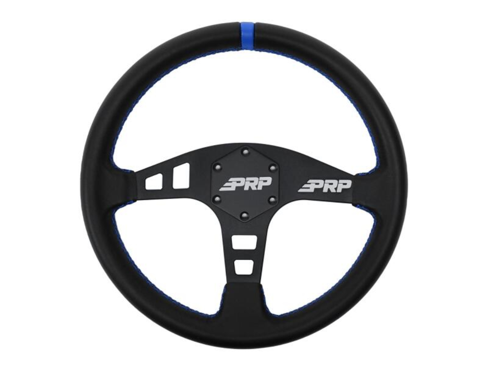 Picture of PRP Flat Leather Steering Wheel - Blue
