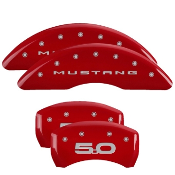 Picture of MGP 2024+ Ford Mustang GT 4 Caliper Covers Front & Rear - Red Finish w/ Mustang/5.0 Logo