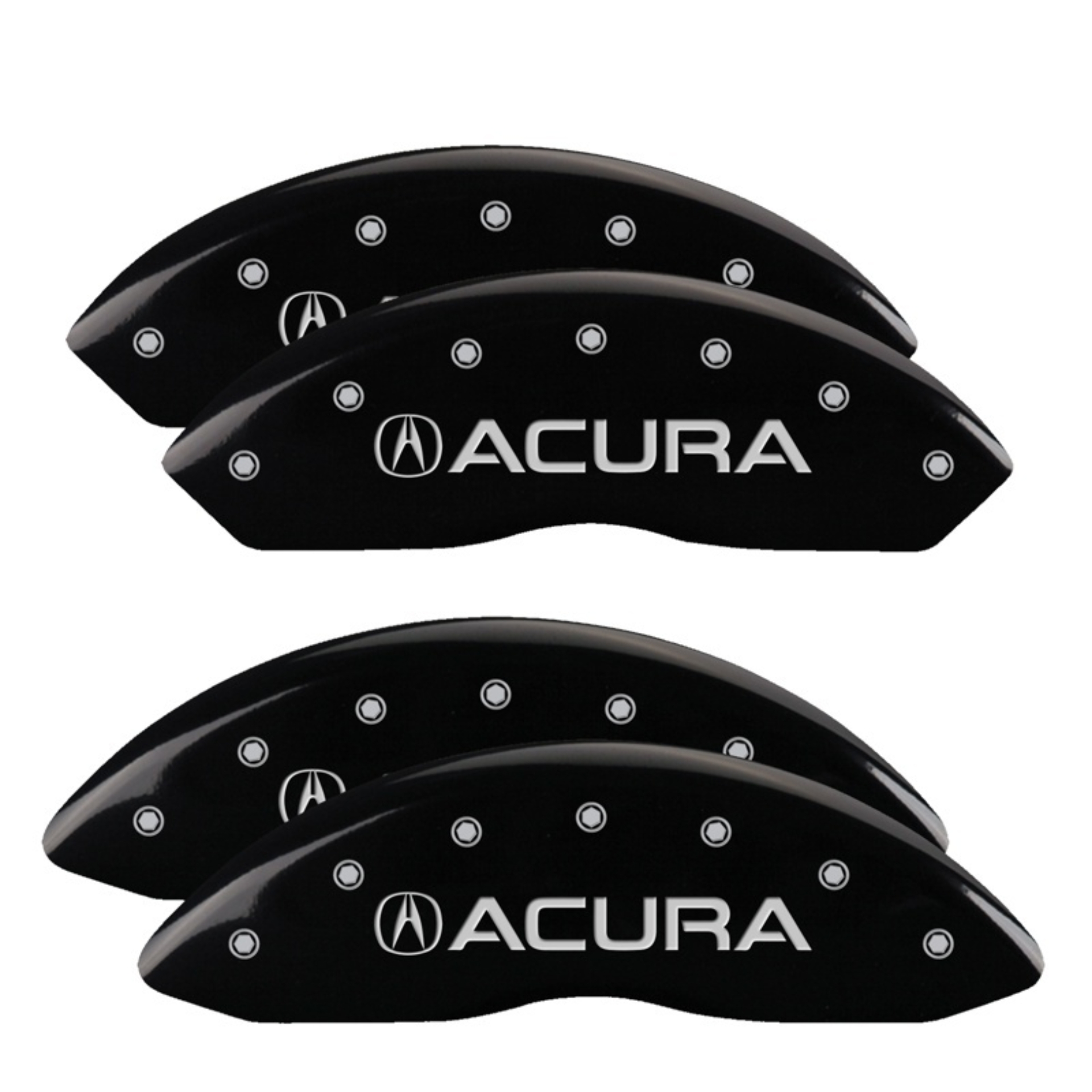 Picture of MGP 4 Caliper Covers Engraved Front & Rear Acura Black finish silver ch