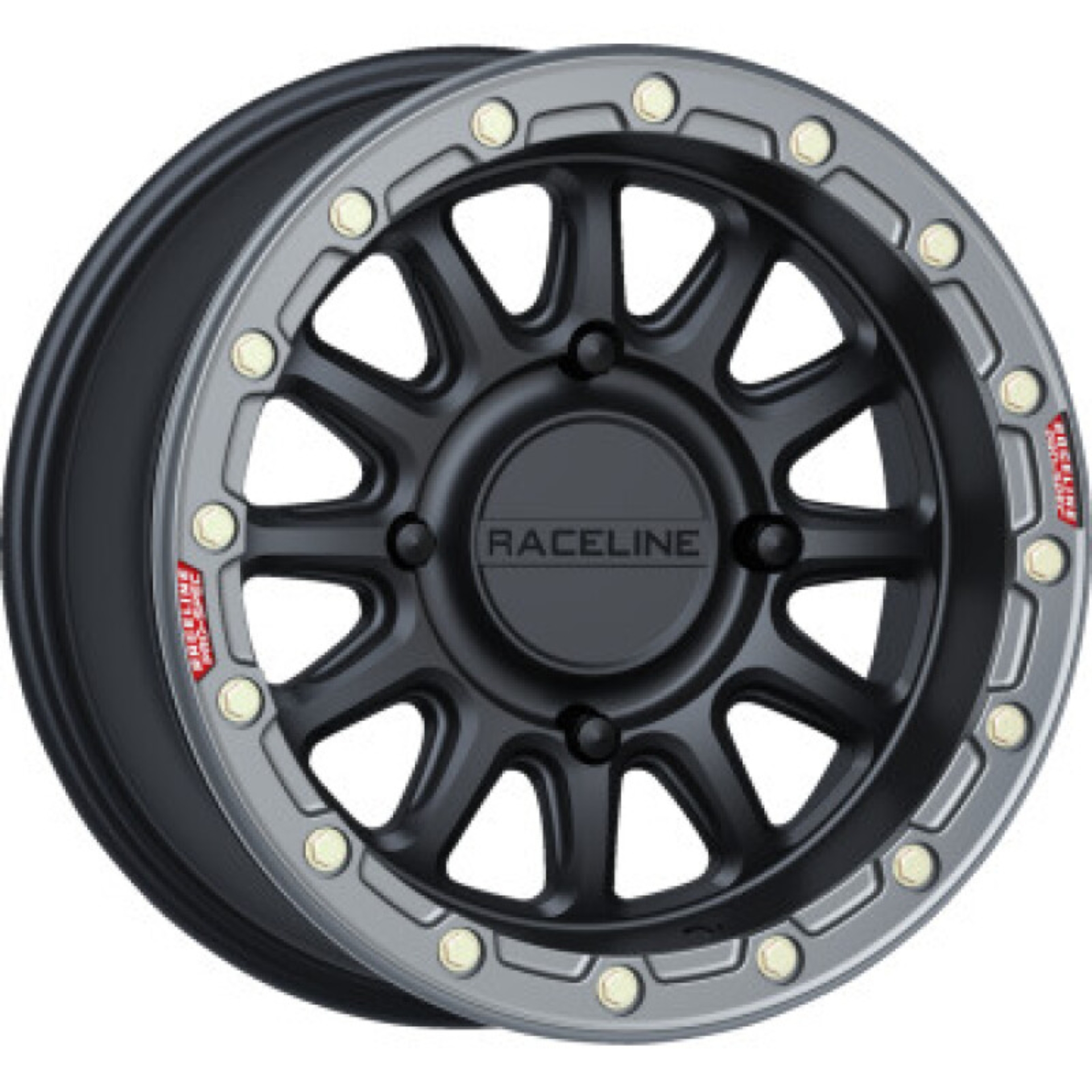 Picture of Raceline A14BG Alpha 15x10in/4x137 BP/10mm Offset/110.18mm Bore- Blk & Gunmetal Ring Beadlock Wheel