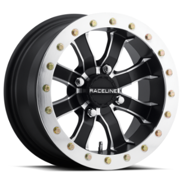Picture of Raceline A71 Mamba 14x10in/4x137 BP/5+5 0mm Offset/110.18mm Bore Blk & Machined Ring Beadlock Wheel