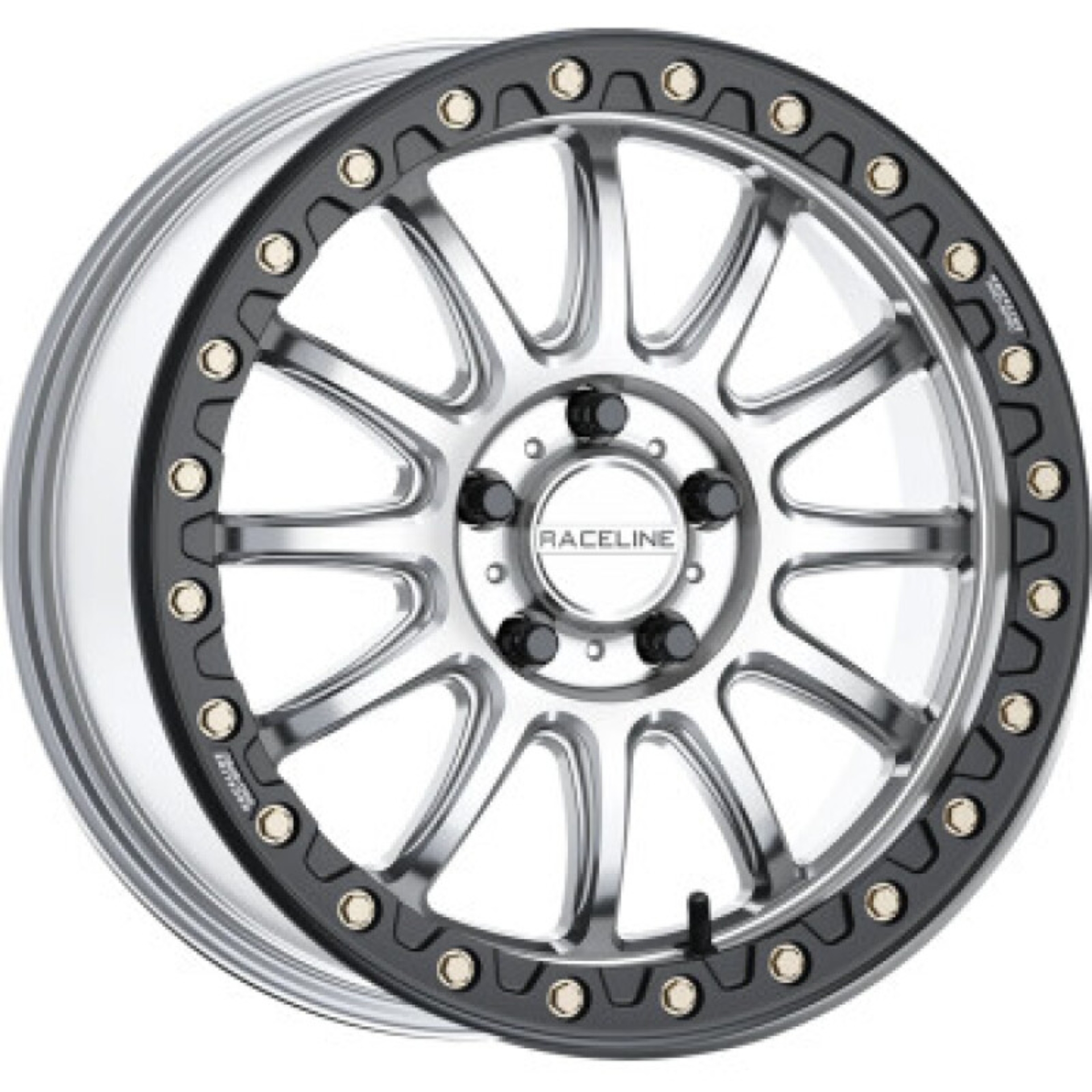 Picture of Raceline A14SB Alpha 15x10in/4x137 BP/10mm Offset/110.18mm Bore - Silver & Blk Ring Beadlock Wheel