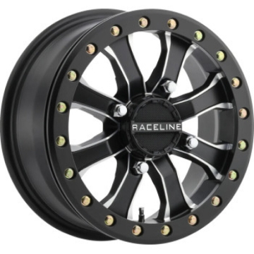 Picture of Raceline A71MB Mamba 14x6in/4x110 BP/5+1 40mm Offset/80.3mm Bore - Black & Machined Beadlock Wheel