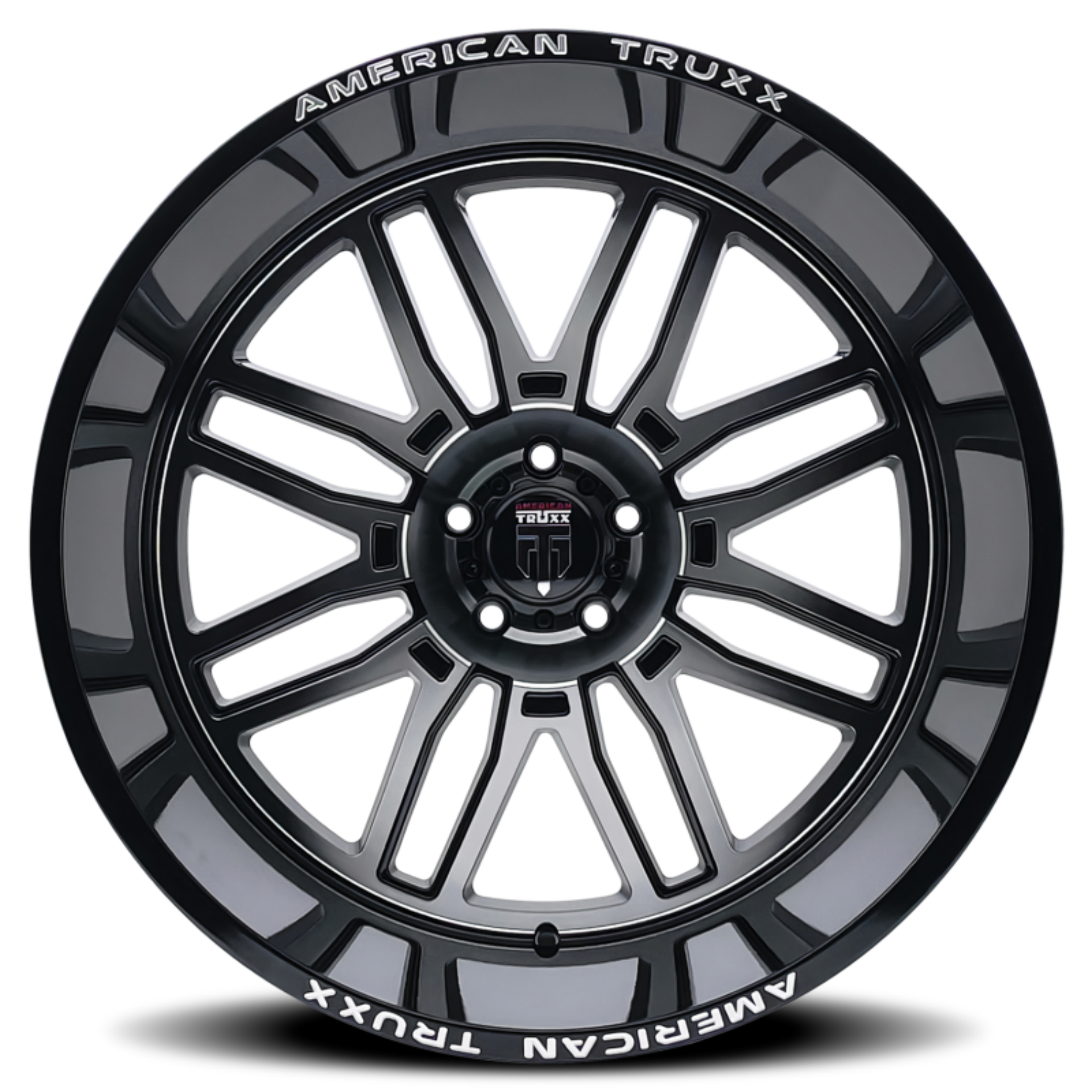Picture of American Truxx AT1915 Restless 24x14 / 6x135 BP / -76mm Offset / 87.1mm Hub Gloss Blk Mach Wheel