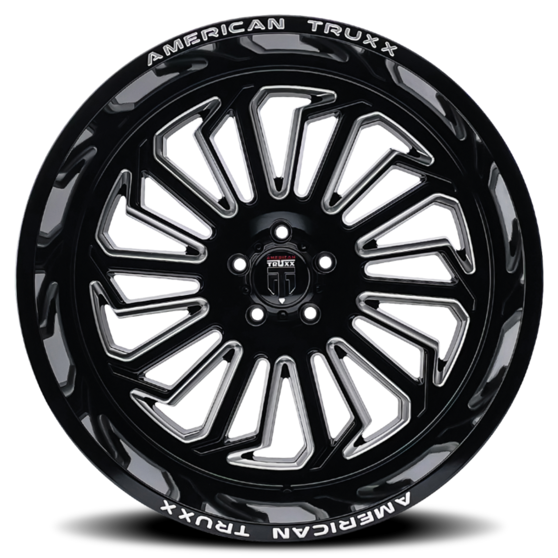 Picture of American Truxx AT1916 Butcher 24x14 / 5x127 BP / -76mm Offset / 71.6mm Hub Gloss Black Milled Wheel