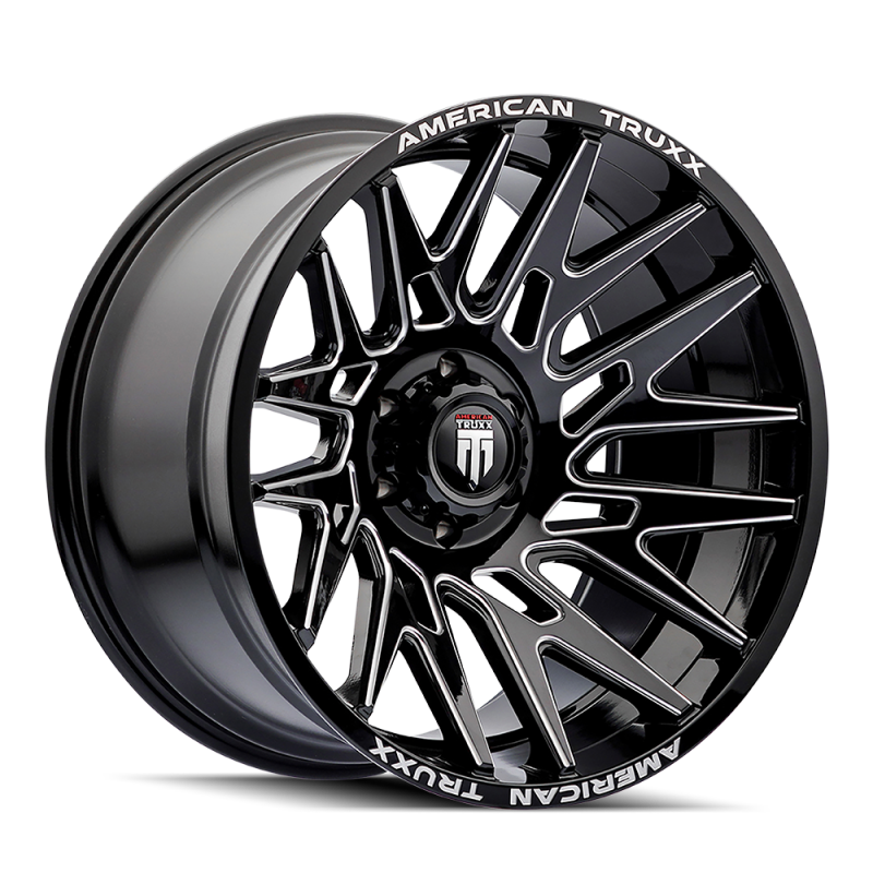 Picture of American Truxx AT1919 Evolution 22x12 / 8x180 BP / -44mm Offset / 124.2mm Hub Gloss Blk Mill Wheel