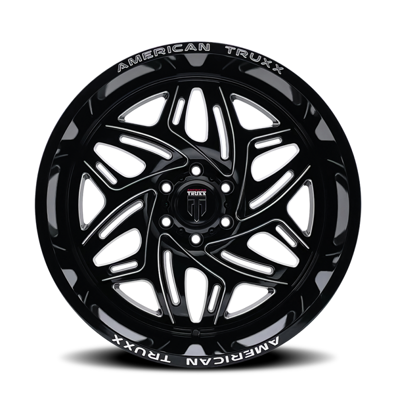 Picture of American Truxx AT1914 Euphoria 20x10 / 5x127 BP / -19mm Offset / 78.1mm Hub Gloss Black Milled Wheel