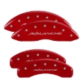 Picture of MGP 4 Caliper Covers Engraved Front & Rear Avalanche Red finish silver ch
