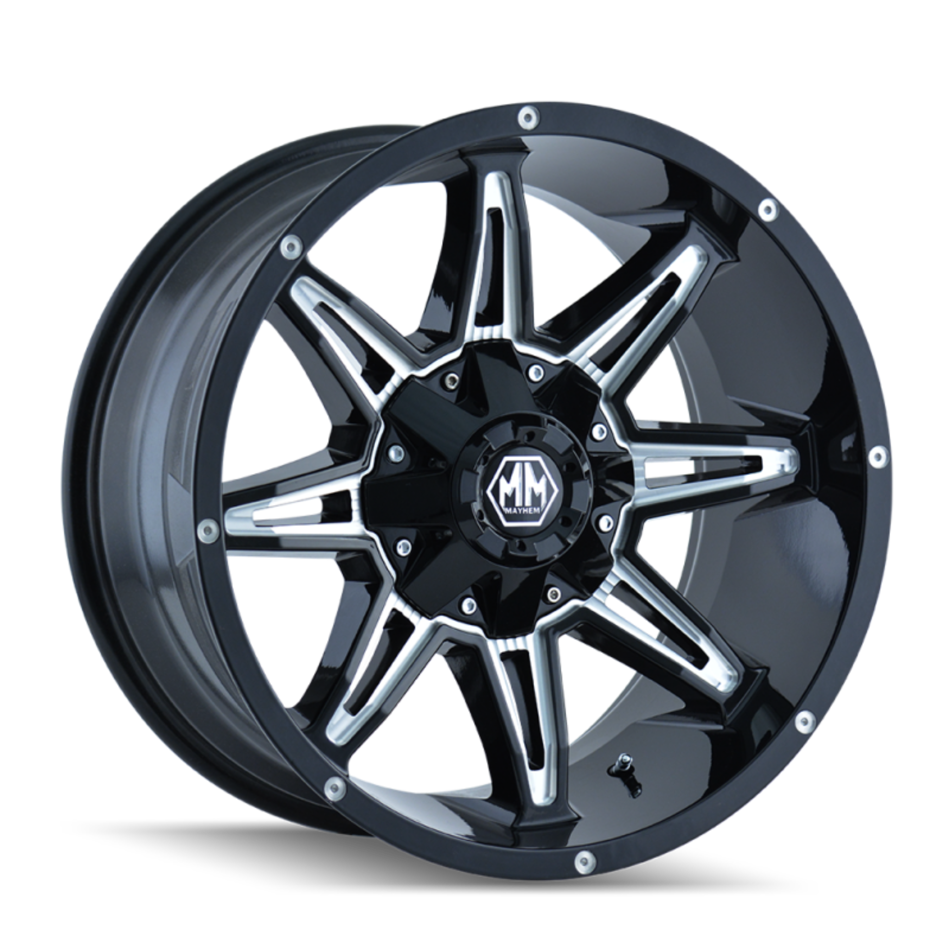 Picture of Mayhem 8090 Rampage 20x9 / 8x165.1 BP / 0mm Offset / 130.8mm Hub Gloss Black Milled Wheel