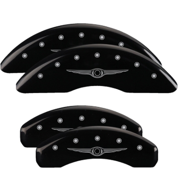 Picture of MGP 4 Caliper Covers Engraved Front & Rear Style 1/Chrysler Wing Black finish silver ch