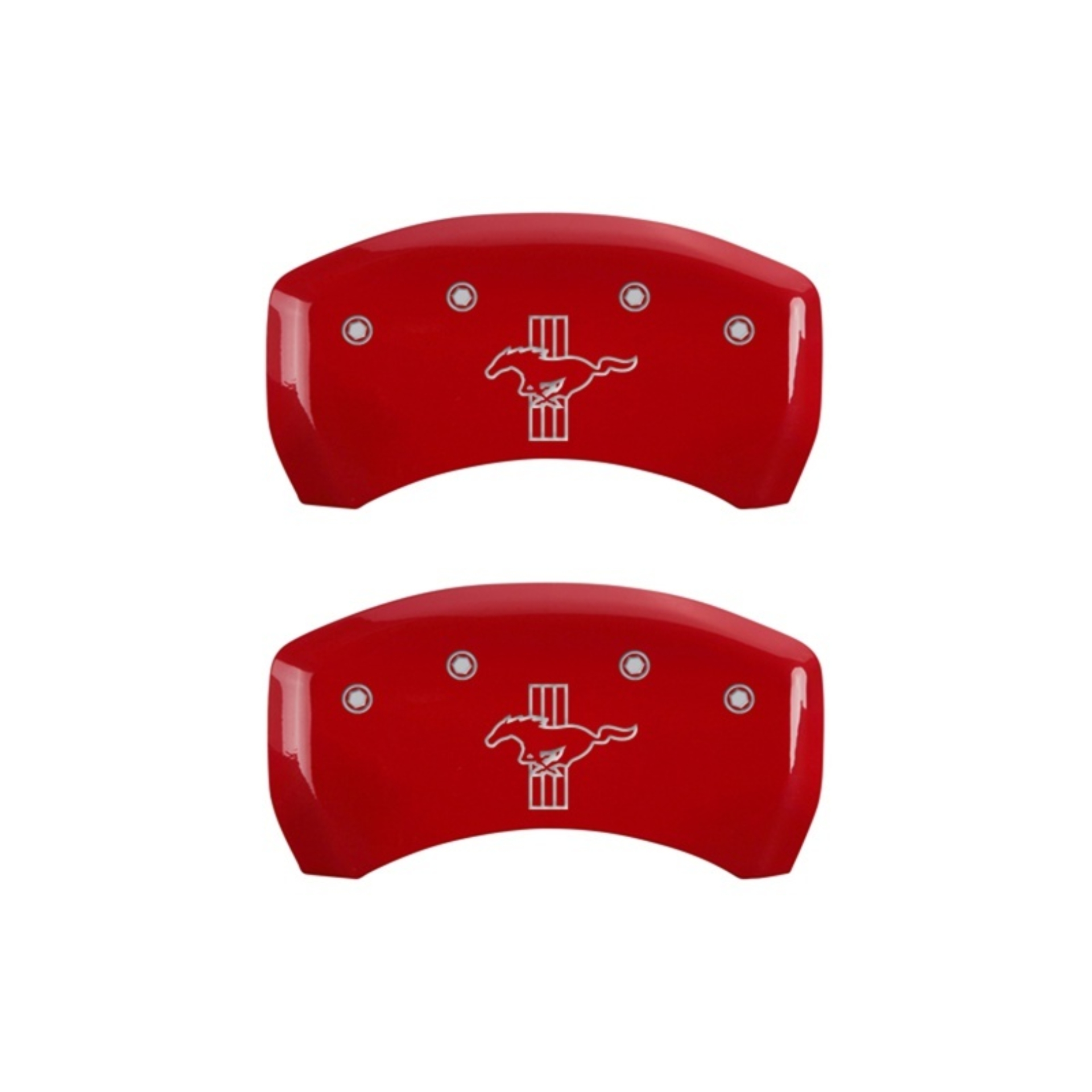 Picture of MGP Rear set 2 Caliper Covers Engraved Rear S197/Bar & Pony Red finish silver ch