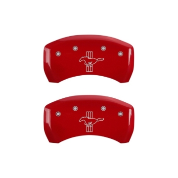 Picture of MGP Rear set 2 Caliper Covers Engraved Rear S197/Bar & Pony Red finish silver ch