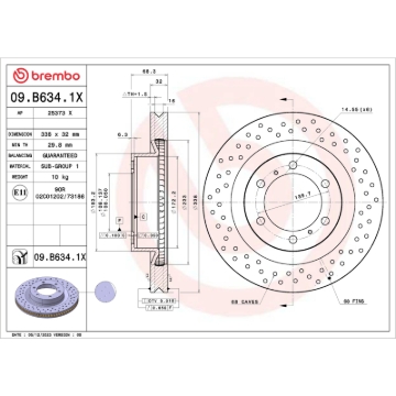Picture of Brembo 10-20 Lexus GX460 / 10-20 Toyota 4Runner Drilled Xtra Brake Disc - Front