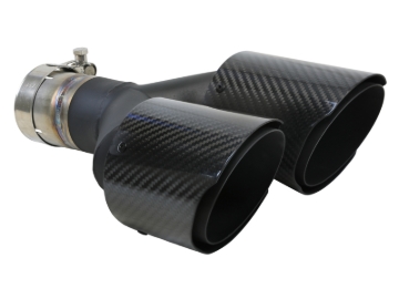 Picture of aFe Takeda 2.5in 304 Stainless Steel Clamp-on Exhaust Tip Driver side 2.5in Inlet 4in Dual-Carbon