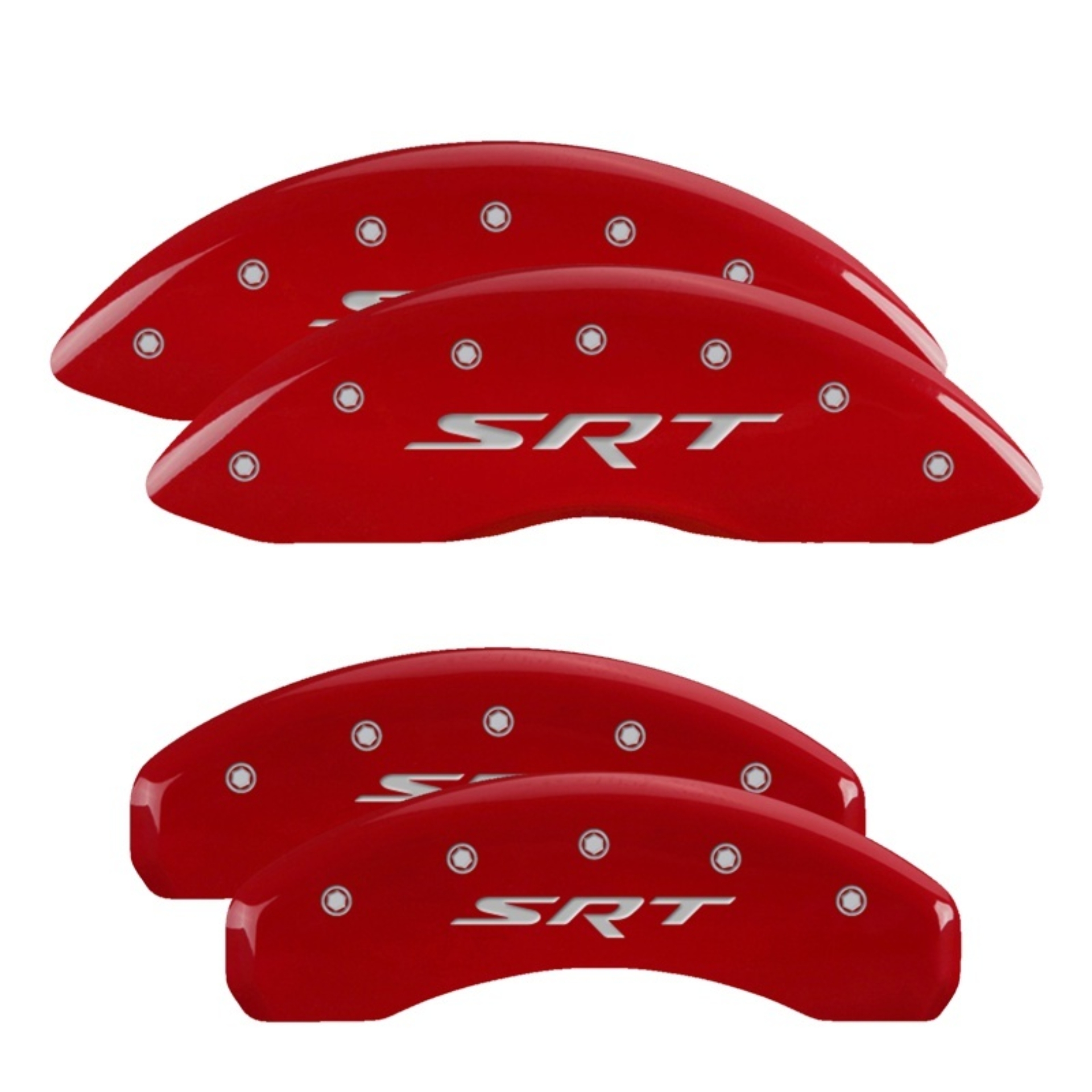 Picture of MGP 4 Caliper Covers Engraved Front & Rear SRT Red finish silver ch