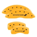 Picture of MGP 4 Caliper Covers Engraved Front & Rear With stripes/Dodge Yellow finish black ch
