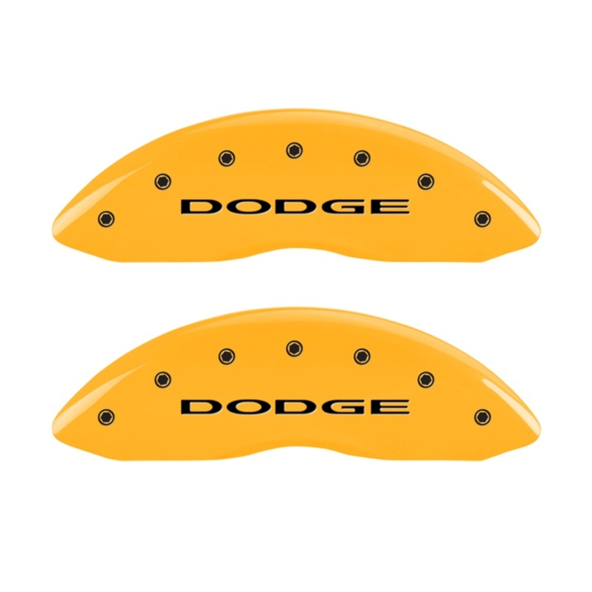 Picture of MGP Front set 2 Caliper Covers Engraved Front With out stripes/Dodge Yellow finish black ch