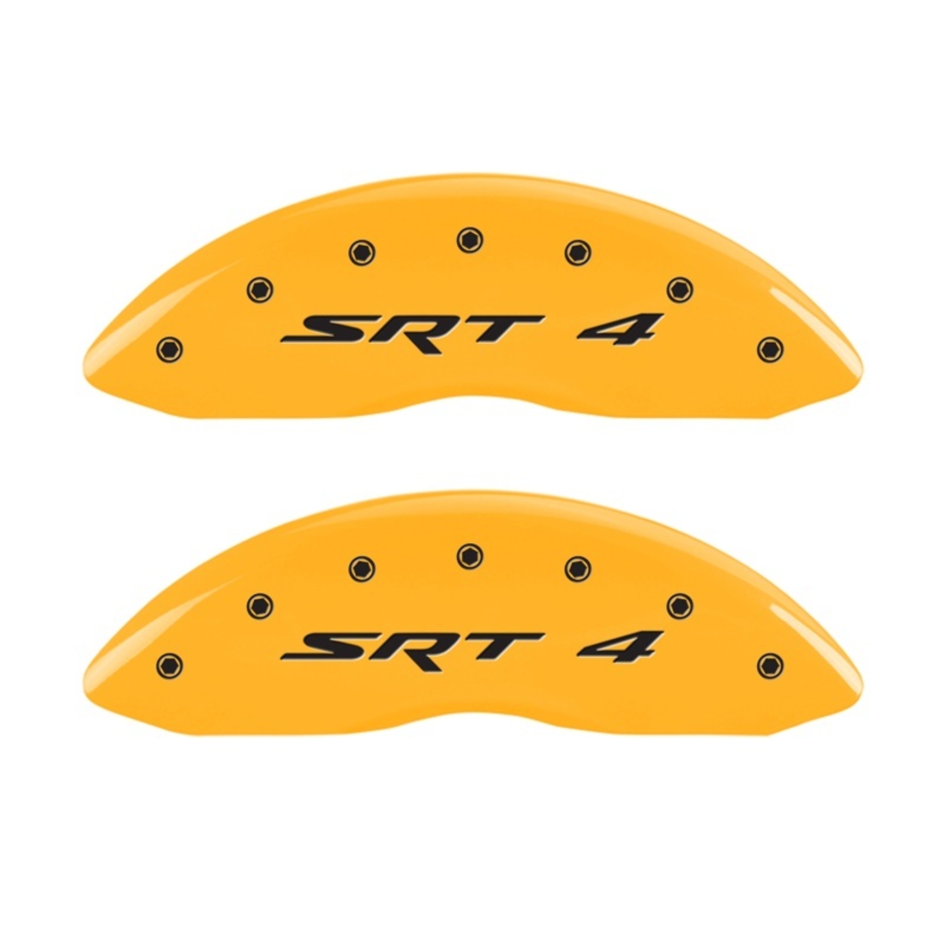 Picture of MGP Front set 2 Caliper Covers Engraved Front SRT4 Yellow finish black ch