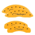 Picture of MGP 4 Caliper Covers Engraved Front & Rear Cursive/Challenger Yellow finish black ch