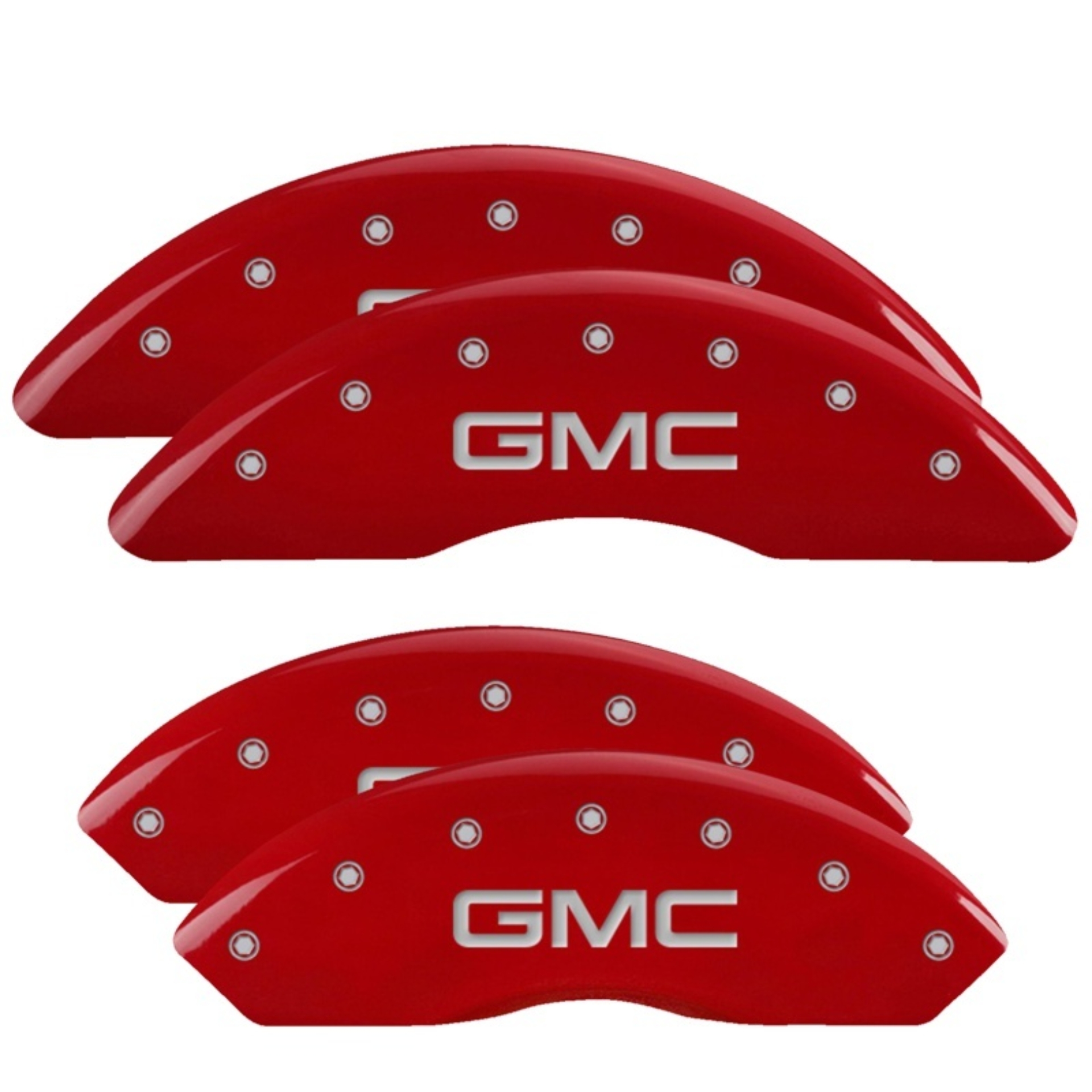 Picture of MGP 4 Caliper Covers Engraved Front & Rear GMC Red finish silver ch