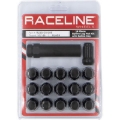 Picture of Raceline Spline Lug Nut Kit with Spline Key 1/2in-20 - 16 Pack - Black