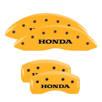 Picture of MGP 4 Caliper Covers Engraved Front & Rear Honda Yellow finish black ch