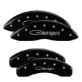 Picture of MGP 4 Caliper Covers Engraved Front & Rear Cursive/Charger Black finish silver ch