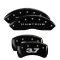 Picture of MGP 4 Caliper Covers Engraved Front Mustang Engraved Rear 37 Black finish silver ch