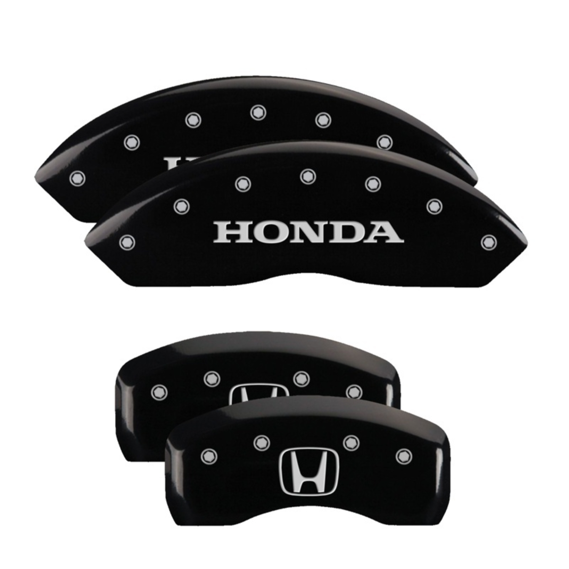 Picture of MGP 4 Caliper Covers Engraved Front Honda Engraved Rear H Logo Black finish silver ch