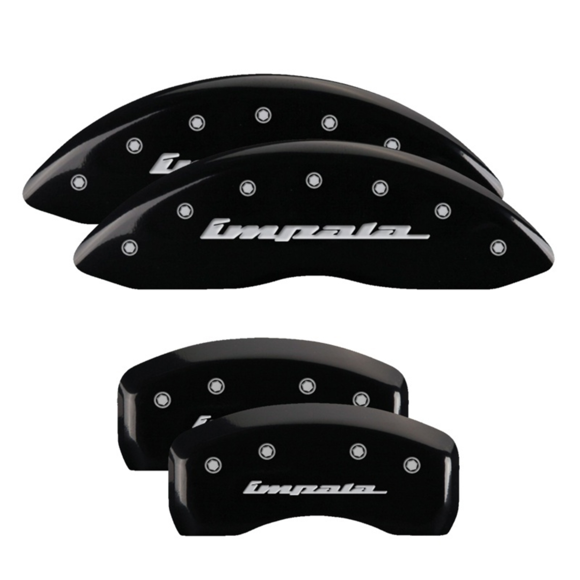 Picture of MGP 4 Caliper Covers Engraved Front & Rear Impala Black finish silver ch
