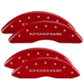 Picture of MGP 4 Caliper Covers Engraved Front & Rear With out stripes/Dodge Red finish silver ch