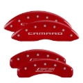 Picture of MGP 4 Caliper Covers Engraved Front Gen 5/Camaro Engraved Rear Gen 5/SS Red finish silver ch
