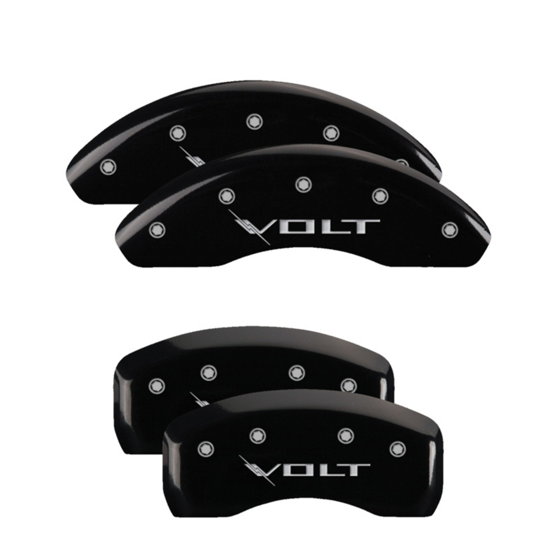 Picture of MGP 4 Caliper Covers Engraved Front & Rear Volt Black finish silver ch