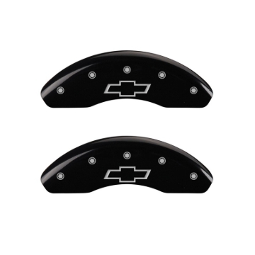 Picture of MGP Front set 2 Caliper Covers Engraved Front Bowtie Black finish silver ch