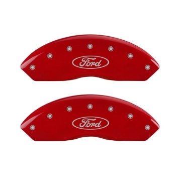 Picture of MGP Front set 2 Caliper Covers Engraved Front Oval logo/Ford Red finish silver ch