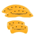 Picture of MGP 4 Caliper Covers Engraved Front & Rear Style 2/Chrysler Wing Yellow finish black ch