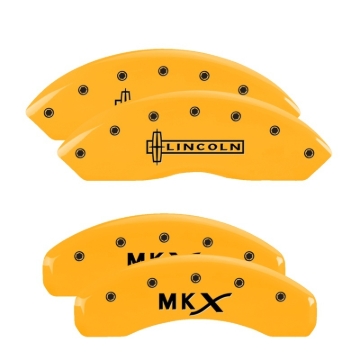 Picture of MGP 4 Caliper Covers Engraved Front Lincoln Engraved Rear MKX Yellow finish black ch