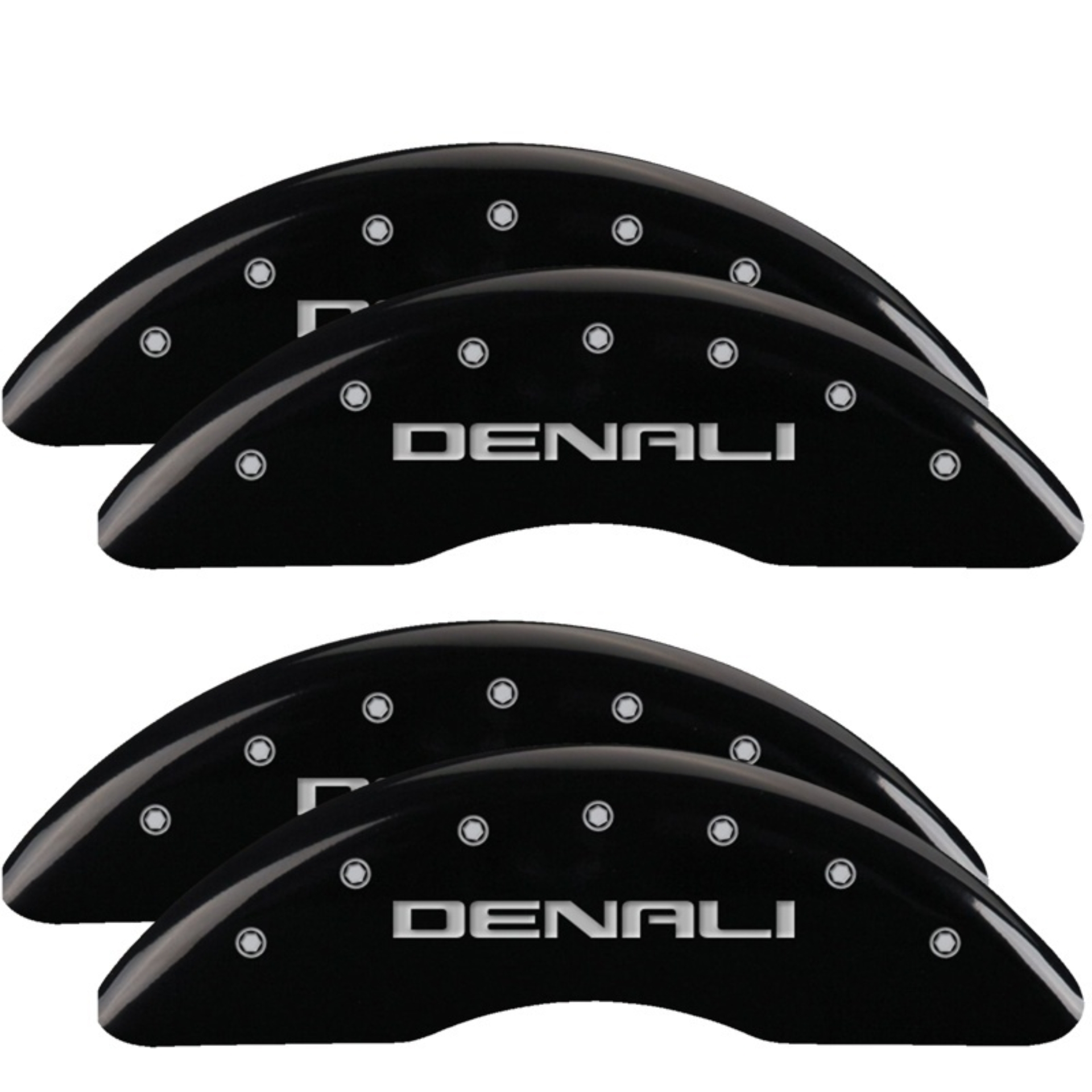 Picture of MGP 4 Caliper Covers Engraved Front & Rear Denali Black finish silver ch