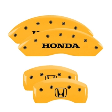 Picture of MGP 4 Caliper Covers Engraved Front Honda Engraved Rear H Logo Yellow finish black ch