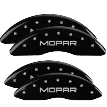 Picture of MGP 4 Caliper Covers Engraved Front & Rear MOPAR Black finish silver ch
