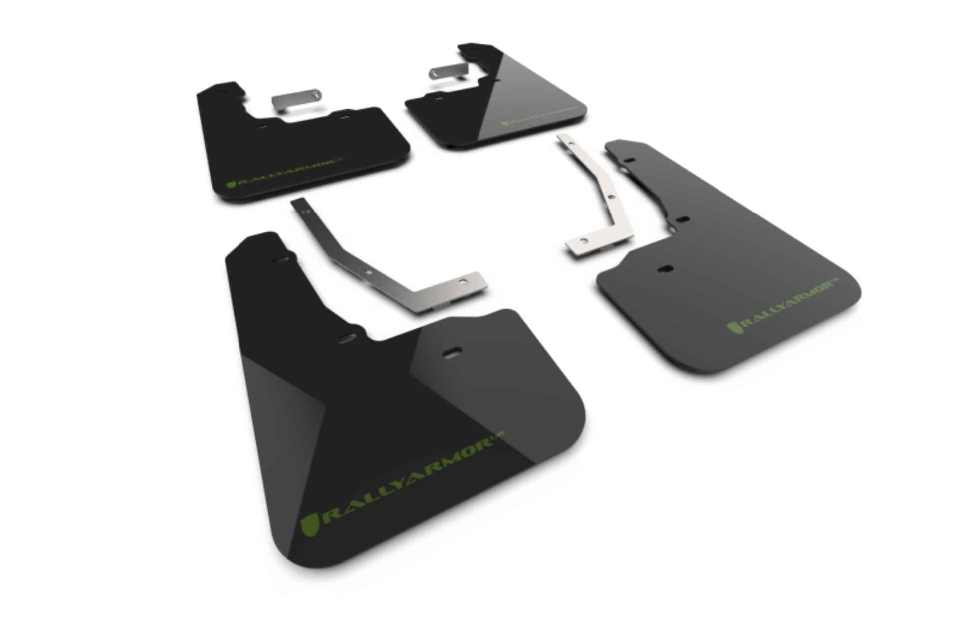 Picture of Rally Armor RAL UR Black Flap/Green Logo Mud Flaps - MF152-UR-BLK-AGN