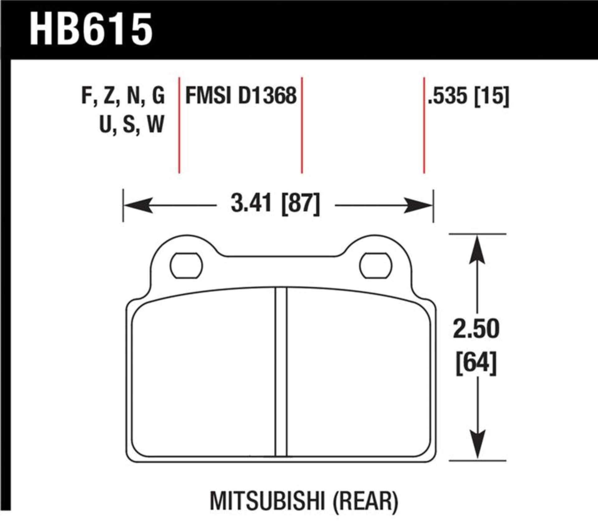 Picture of Hawk Performance HAWK Ceramic Brake Pad Sets Rear - HB615Z.535