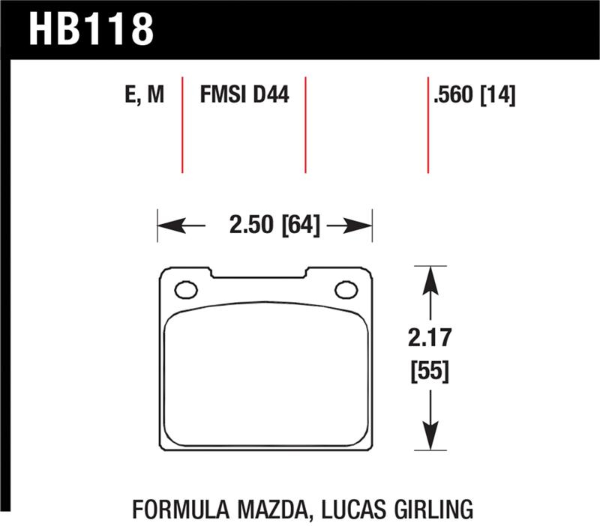 Picture of Hawk Performance HAWK Black Brake Pad Sets - HB118m.560