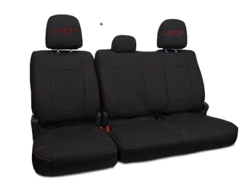 Picture of PRP 12-14 Ford Raptor Rear Bench Seat Covers - Black w/ Red Stitch