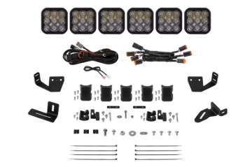 Picture of Diode Dynamics Prinsu/Sherpa Roof Rack SS5 6-Pod CrossLink Mounting Kit - Sport White Driving