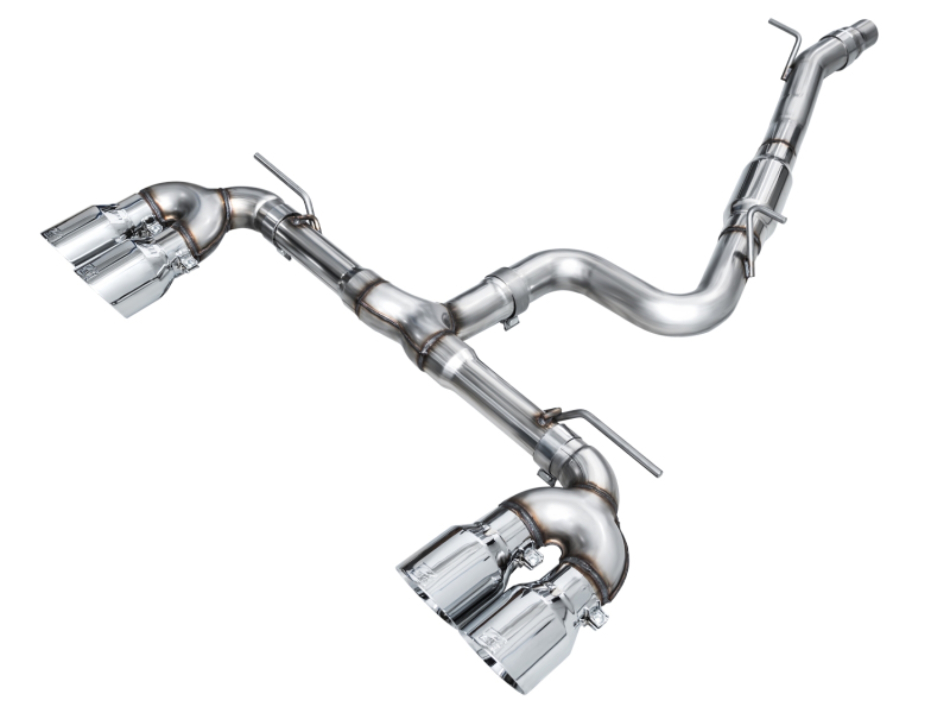 Picture of AWE Tuning MK8 Volkswagen Golf R 3in Track Edition Quad Exhaust - Chrome Silver Tips
