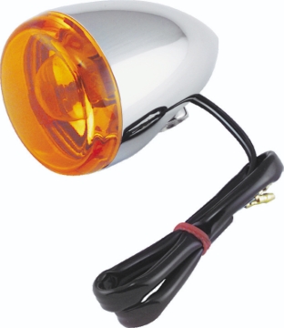 Picture of Bikers Choice Chrome Bullet Rear Turn Signal Single Filament Amber Replaces 67104-83 68977-00